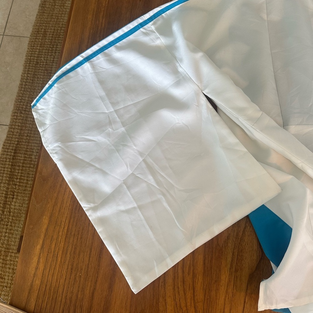 White Kimono Adidas Jacket with Teal Trim - Picture 7 of 16